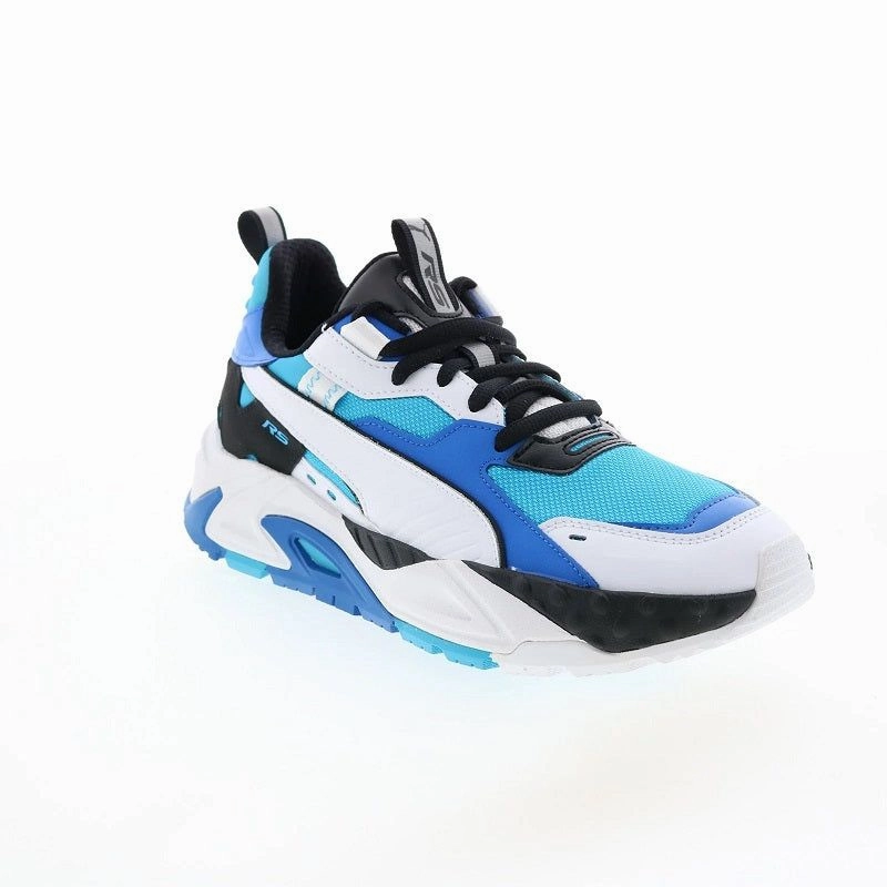 Ventilated Upper Design Slip Resistant Tread Pattern Puma Men's RS TRCK Super Lifestyle Shoes - Speed Blue / White / Black