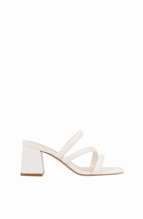 Minimal Edge Stallone Block Heel Mules Chalk White