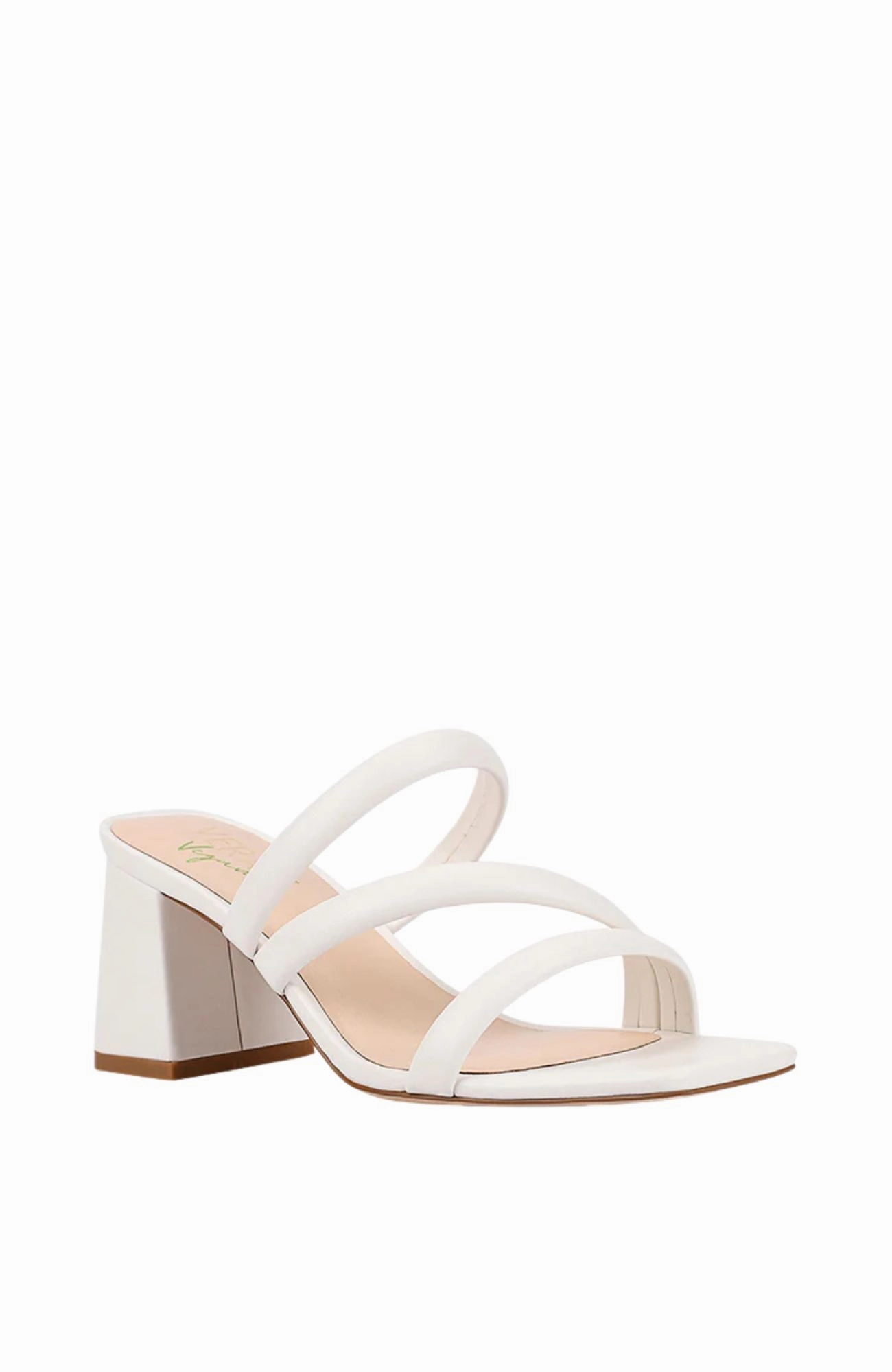 Chunky Heel Stallone Block Heel Mules Chalk White