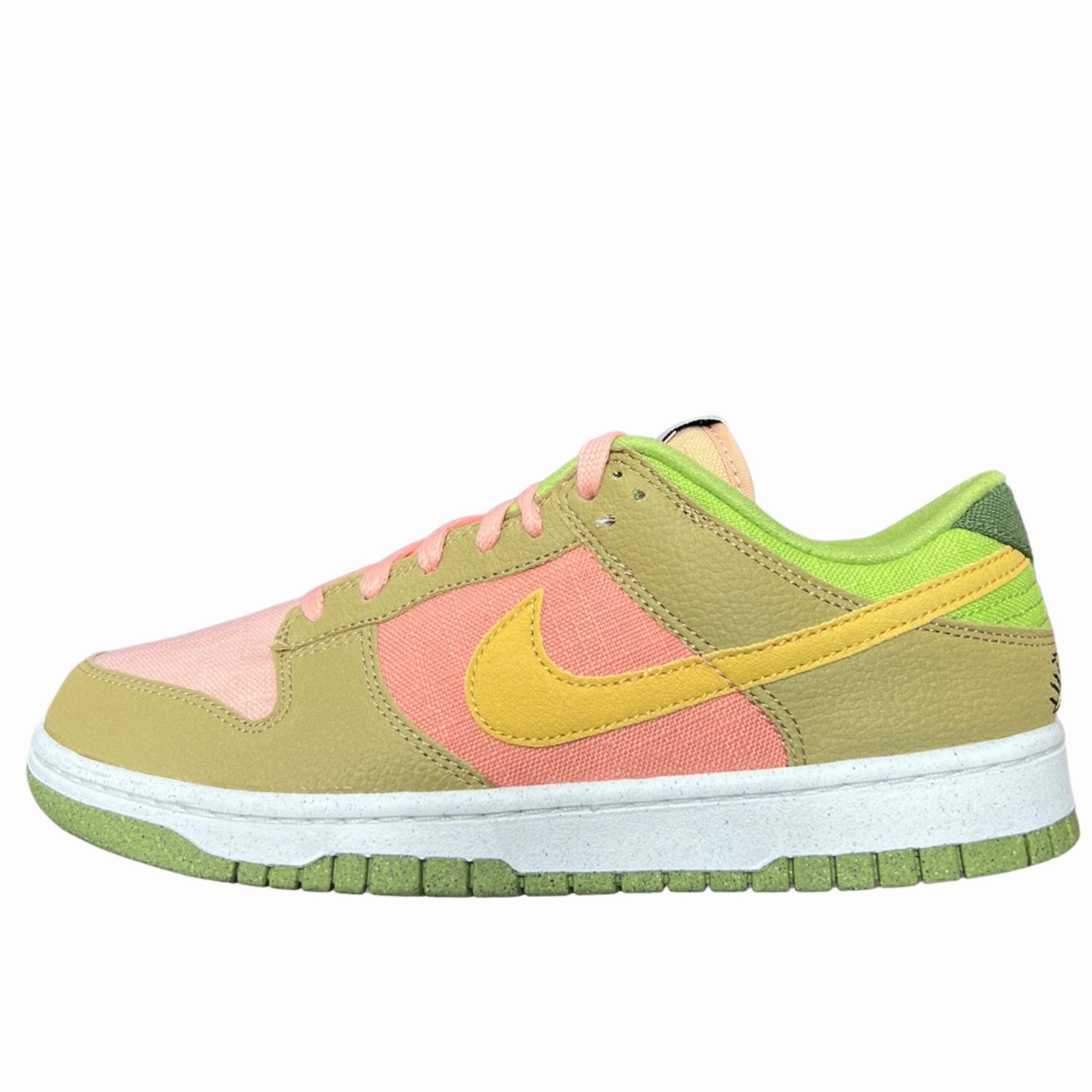Nike Dunk Low Sun Club Arctic Orange Sanded Gold Ultra Cushioned Heel Recycled Fiber Upper