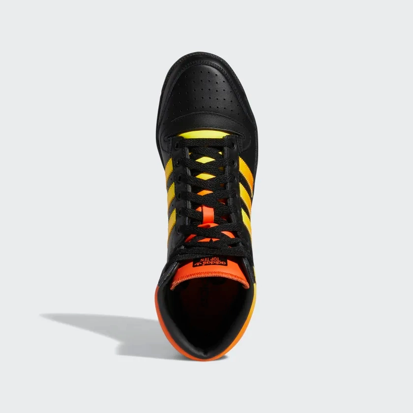 Adidas Men's Top Ten Hi Shoes - Core Black / Beam Yellow / Semi Impact Orange Training Style Comfort Reinforcement