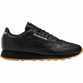 Durable Outsole Design Reebok Men's Classic Leather Shoes - Core Black / Pure Grey / Rubber Gum