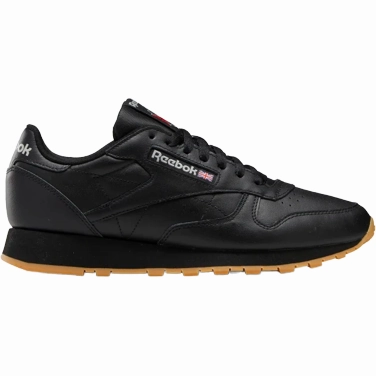 Durable Outsole Design Reebok Men's Classic Leather Shoes - Core Black / Pure Grey / Rubber Gum