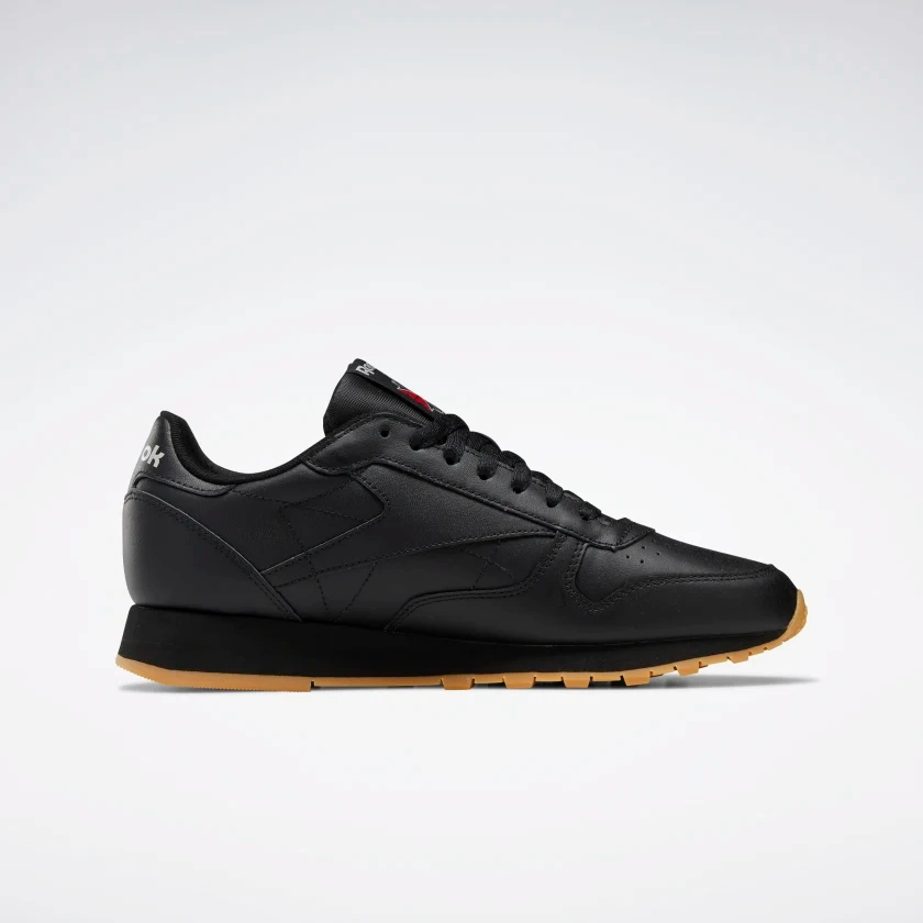 Reebok Men's Classic Leather Shoes - Core Black / Pure Grey / Rubber Gum QuickDry