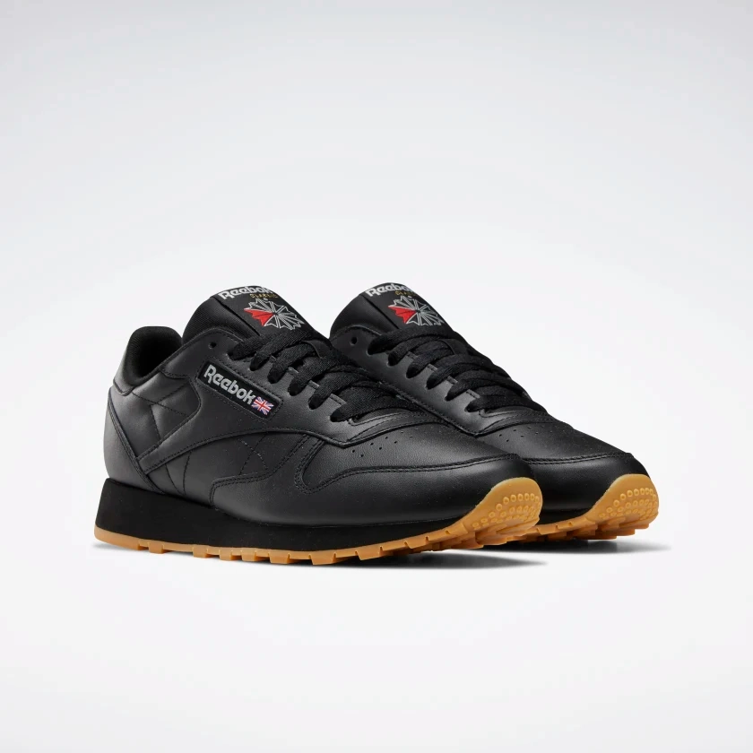 Simple Wear Reebok Men's Classic Leather Shoes - Core Black / Pure Grey / Rubber Gum