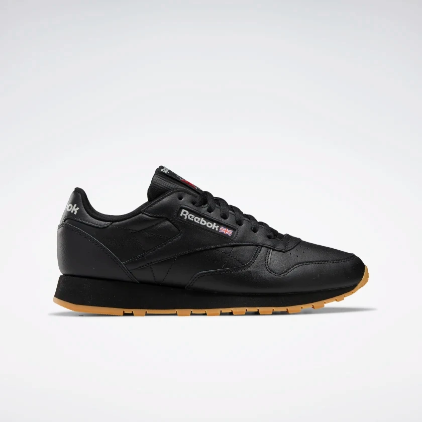 Reebok Men's Classic Leather Shoes - Core Black / Pure Grey / Rubber Gum Enhanced silhouette All Rounder