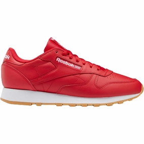 Reebok Men's Classic Leather Shoes - Vector Red / Ftwr White / Rubber Gum Slip On Construction