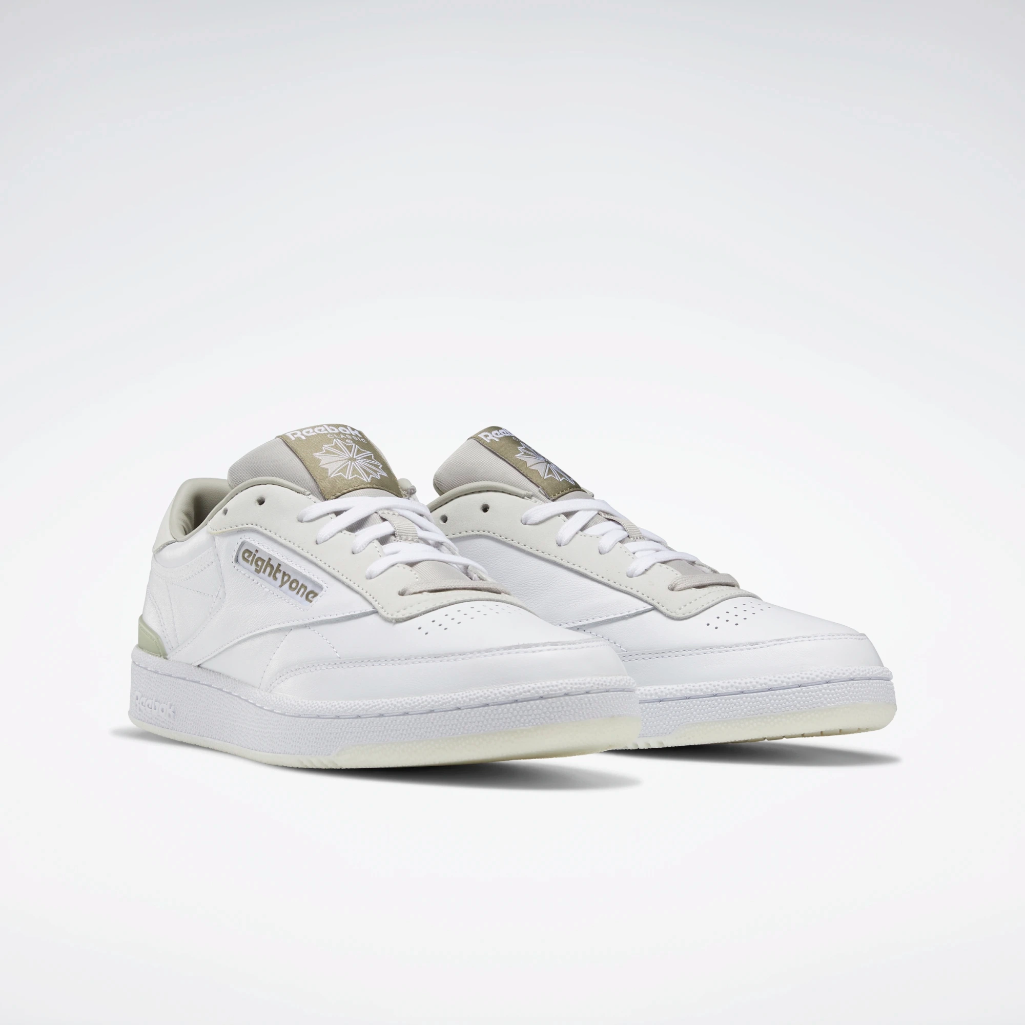 Reebok Men's Club C 85 Shoes - White / Sand Stone / Khaki Rocker Sole Design