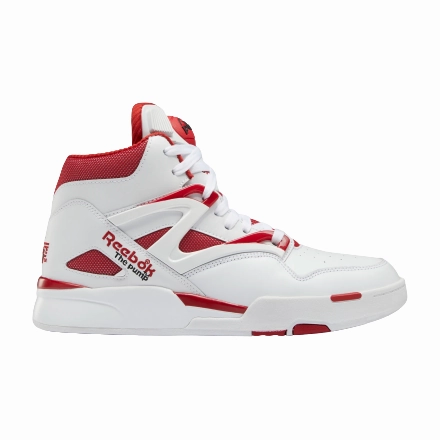 Reebok Men's Pump Omni Zone II Shoes - Ftwr White / Flash Red / Core Black Abrasion Resistant Material