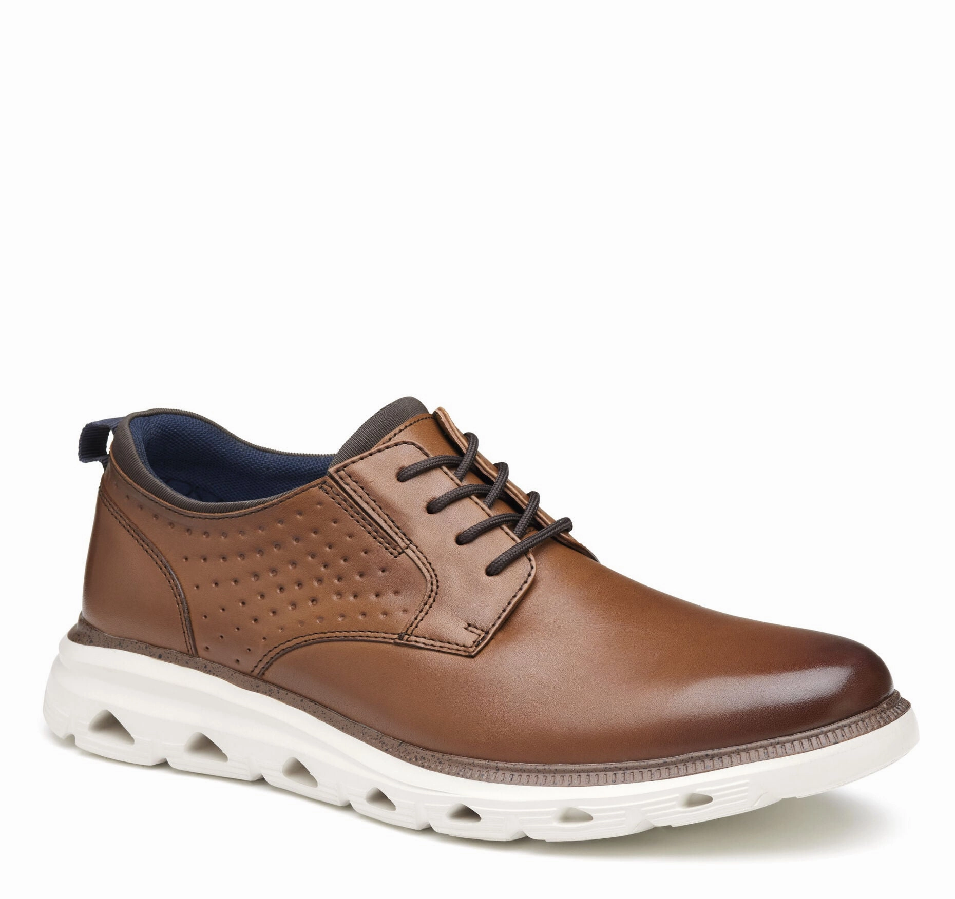 Casual Leather Shoes Johnston & Murphy Men's Jenkins Leather Plain Toe Dress Casual Lace-up Shoe