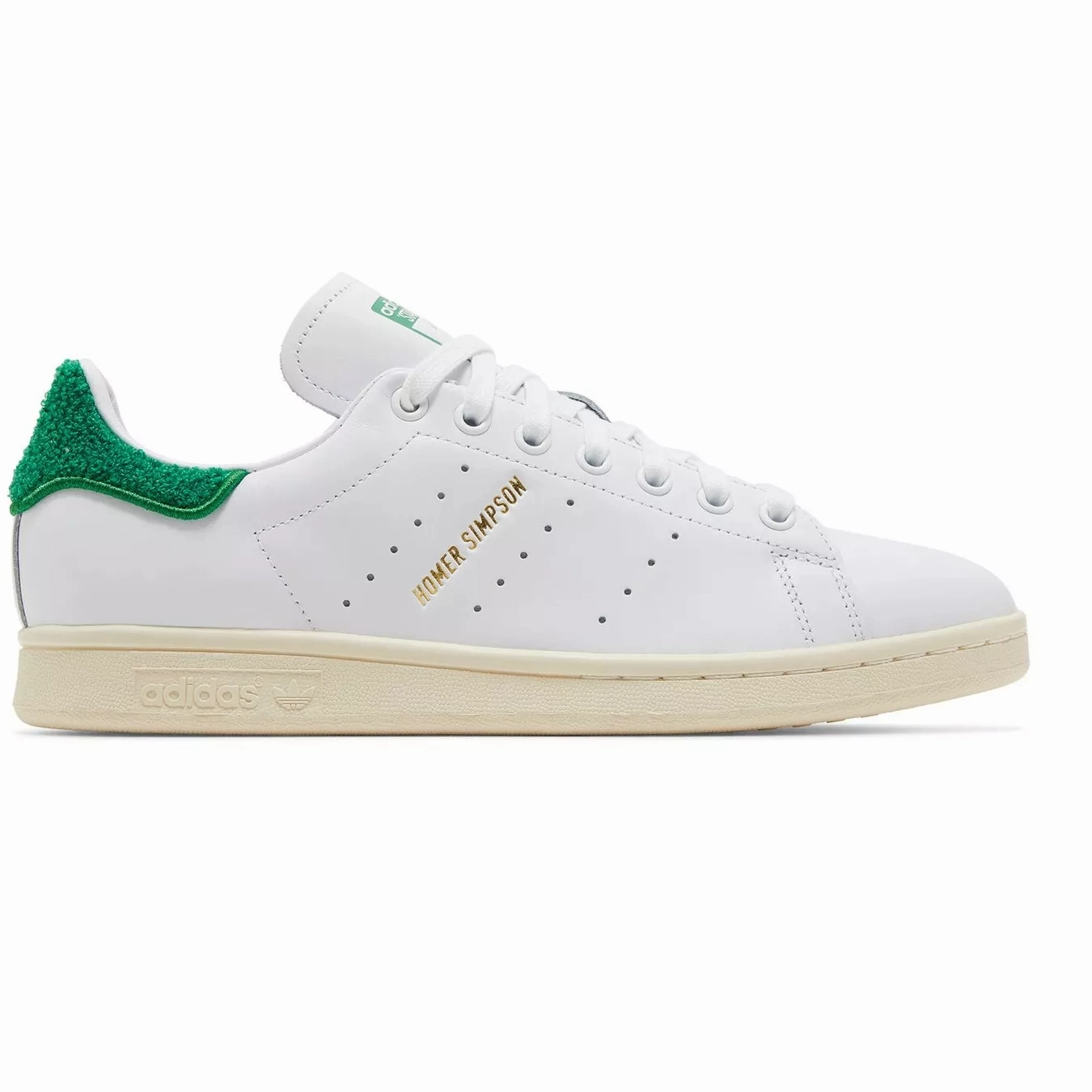 Adidas Men's Stan Smith Homer Simpson Shoes - White / Green / Gold Quick Dry Material Abrasion Shield