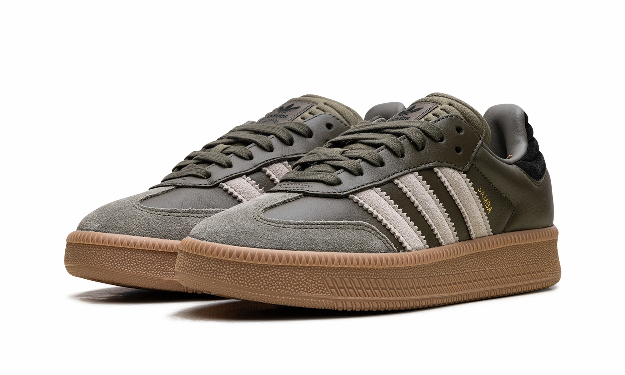 Samba XLG "Olive Strata Wonder Beige Gold Metallic" Sock Like Fast Life