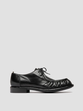 Stylish Office Look RUGGED 010 - Black Leather Derby Shoes