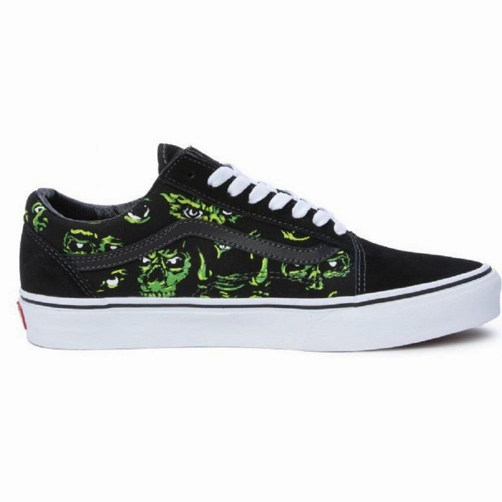 Vans Men's Eyes in the Dark Old Skool Shoes - Black / Green Odor Resistant Lining