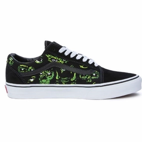 Vans Men's Eyes in the Dark Old Skool Shoes - Black / Green Odor Resistant Lining