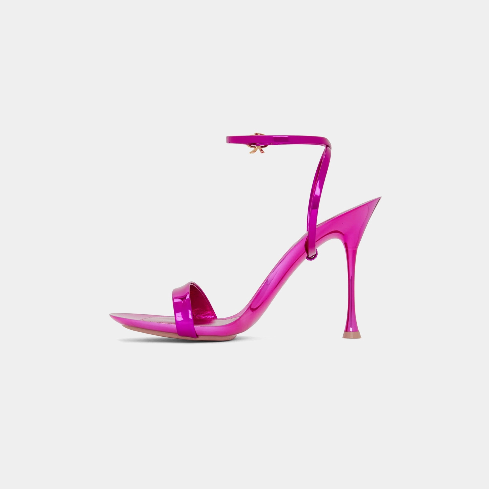 Gianvito Rossi Spice Ribbon Metallic Stiletto Sandals - Dark Pink Eye Catching Stylish Heel