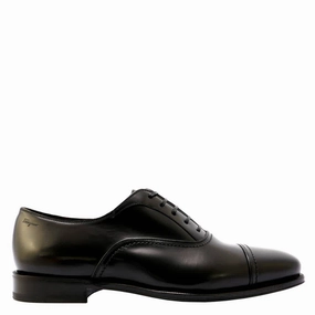 Lightweight Build Work Routine Structured Upper Conference Day Salvatore Ferragamo Men's Black Cap Toe Oxford Shoes
