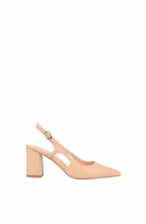 Classic Lady Elton Slingback Block Heels Nude