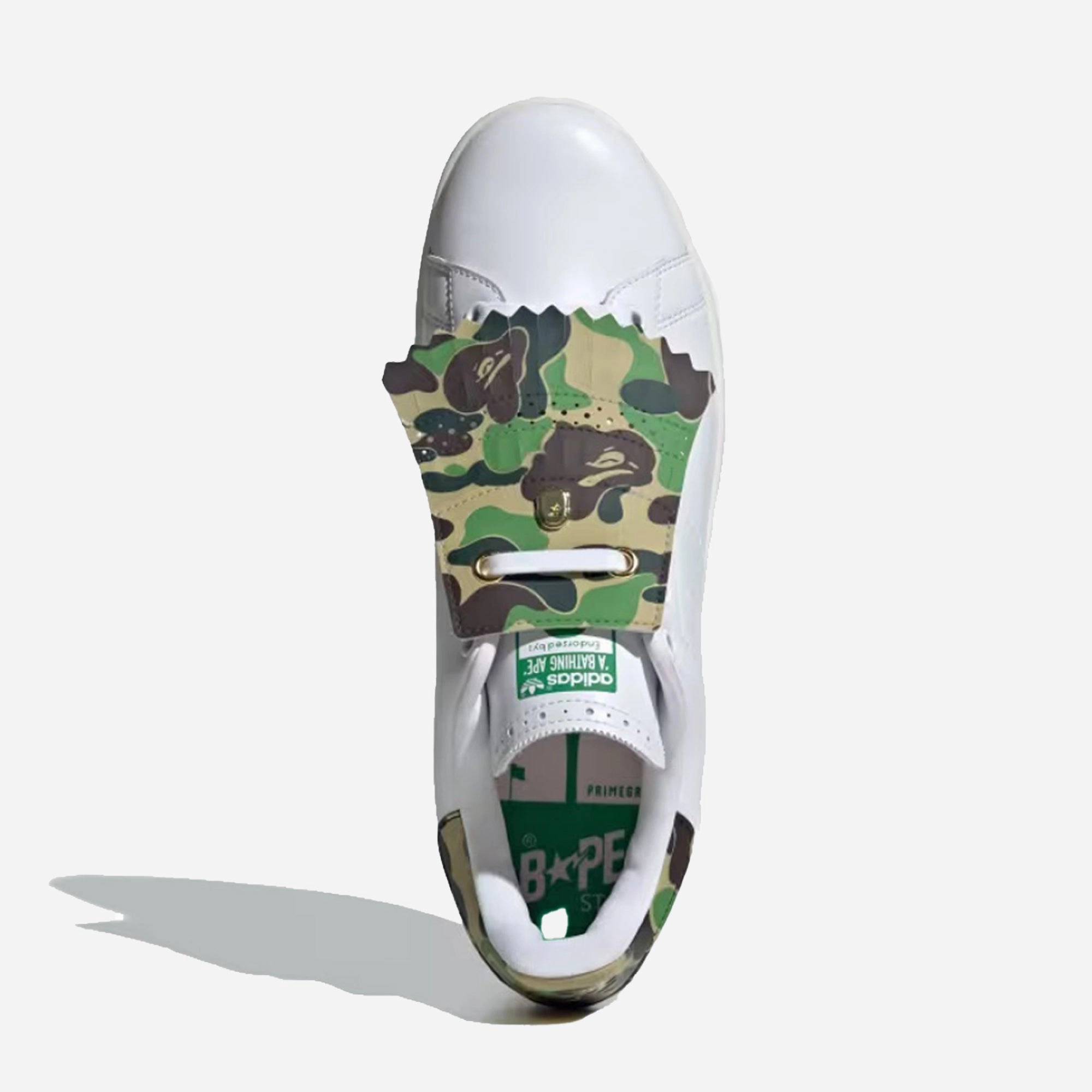 Adidas Originals | X BAPE STAN SMITH GOLF { CLOUD WHITE/GREEN Elastic Lace System Essential Look