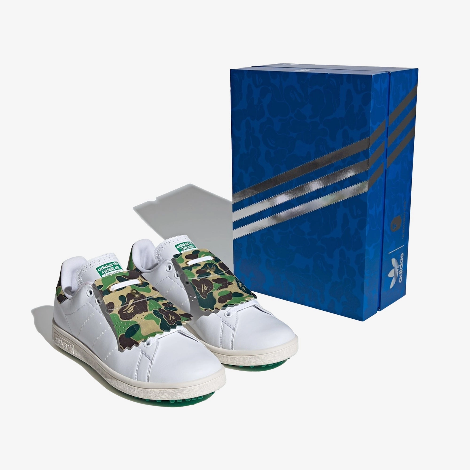 Abrasion Resistant Panels Hydrophobic coating Adidas Originals | X BAPE STAN SMITH GOLF { CLOUD WHITE/GREEN