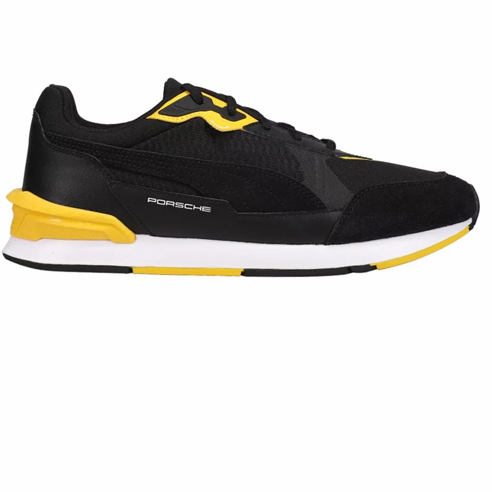 Easy Packing Ergo Touch Puma Men's Porsche Legacy Low Racer Shoes - Black / Yellow