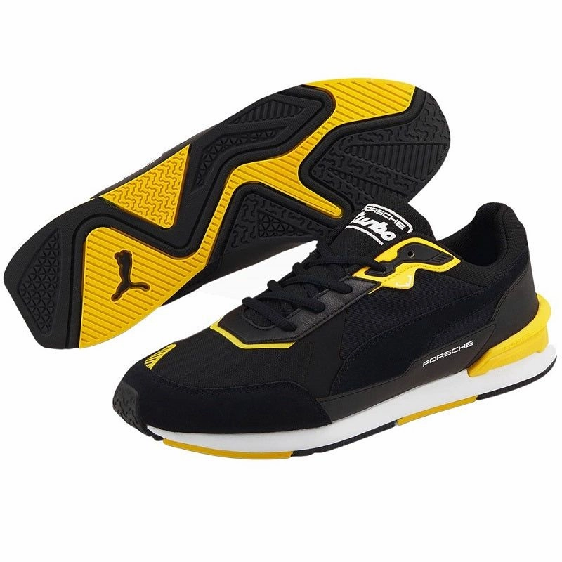Puma Men's Porsche Legacy Low Racer Shoes - Black / Yellow Bounce Support