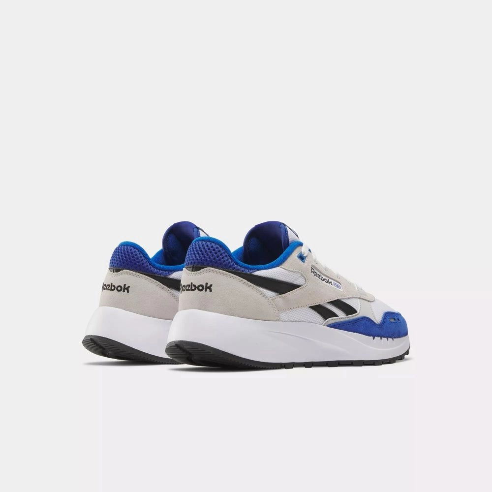 Anti Microbial Treatment Reebok Men's Classic Leather 2400 Shoes - White / Boundless Blue / Black