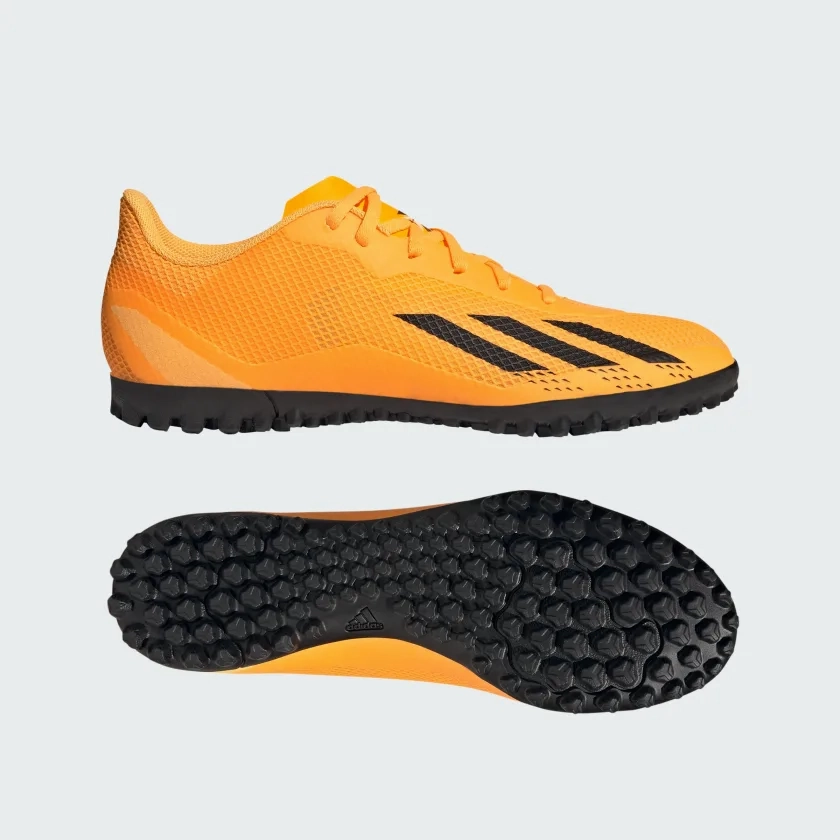 Lightweight Cushioned Sole Reinforced Toe Guard Adidas Men's X Speedportal.4 Turf Boots - Solar Gold / Core Black / Team Solar Orange