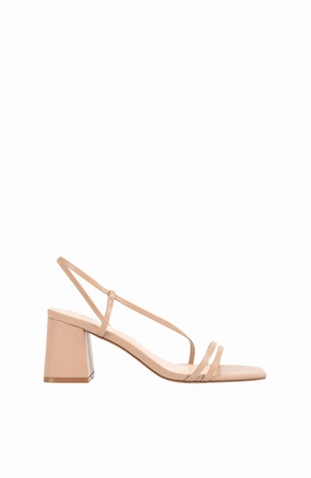 Soft Material Sleek Shape Stormi Block Heel Sandal Beige