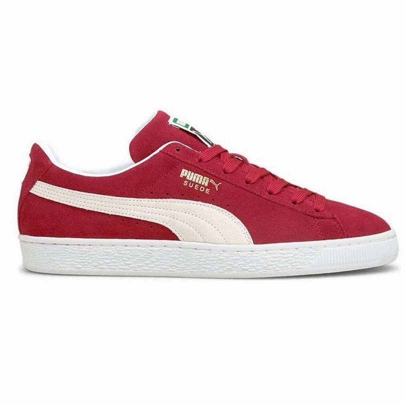 Light Reflective Enhanced Lateral Support Puma Men's Suede Classic 21 Shoes - Cabernet Red / White