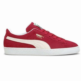 Light Reflective Enhanced Lateral Support Puma Men's Suede Classic 21 Shoes - Cabernet Red / White