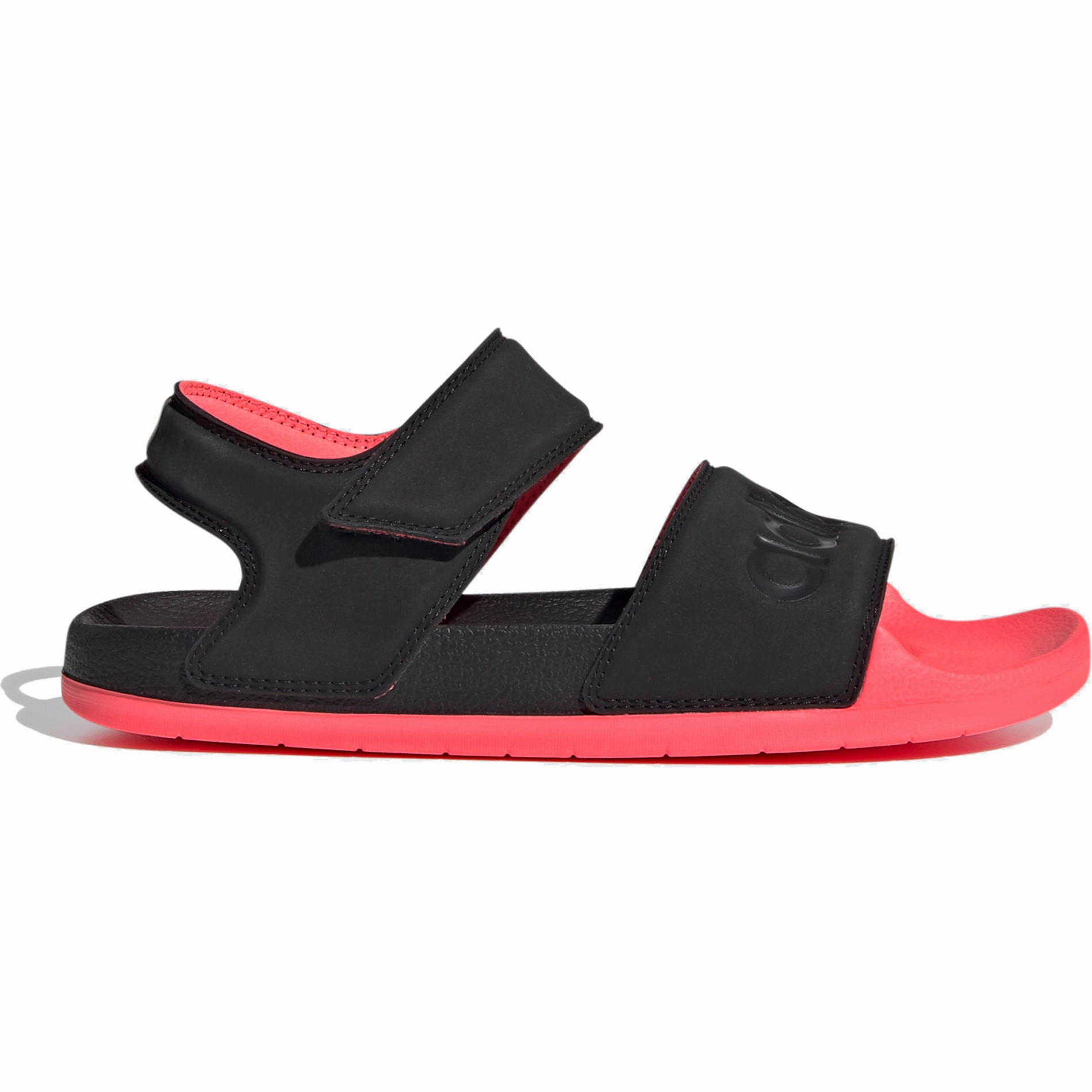 Flex Groove System Memory Foam Adaptation Adidas Women's Adilette Sandals - Core Black / Signal Pink