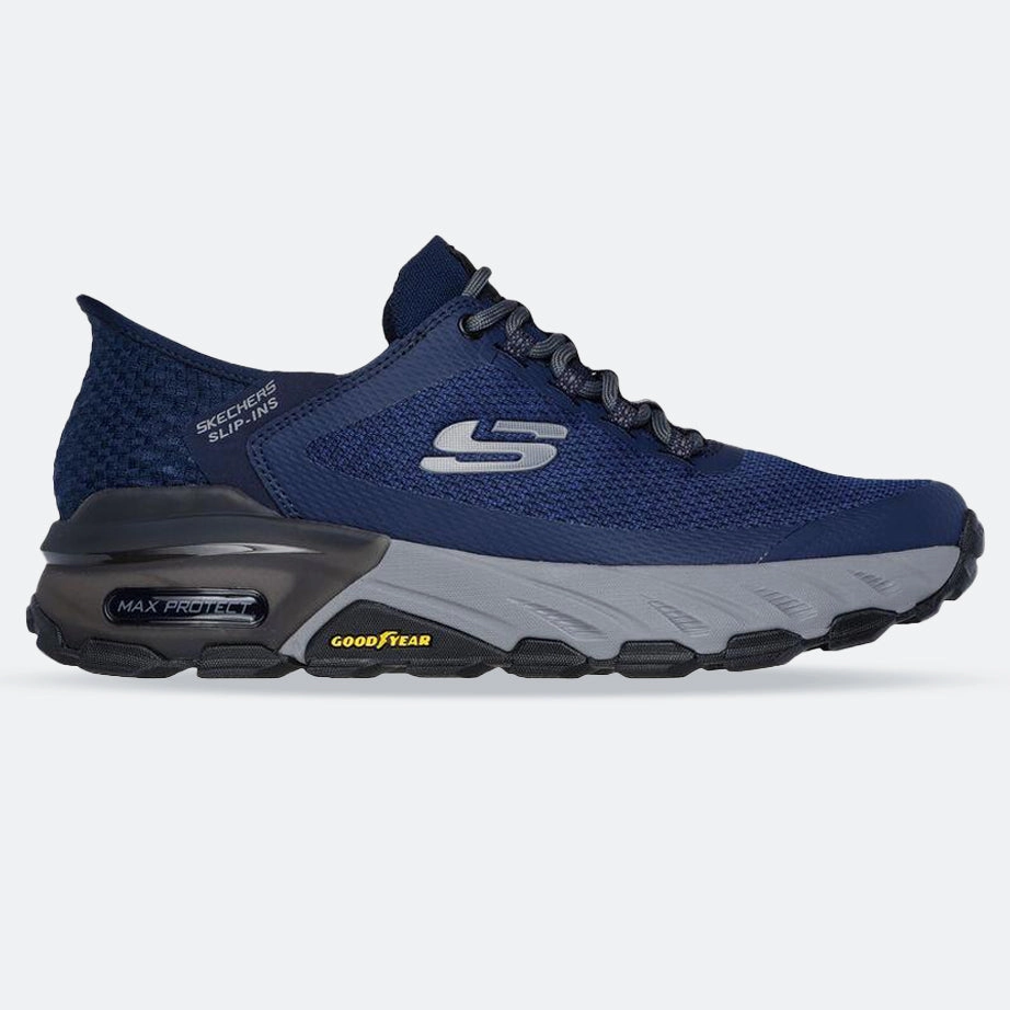 Men's Wide Fit Skechers 237309 Slip-ins Max Protect Assembly Trainers - Navy Textile