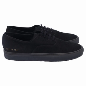 Common Projects Four Hole Sneakers in Black Suede City Steps