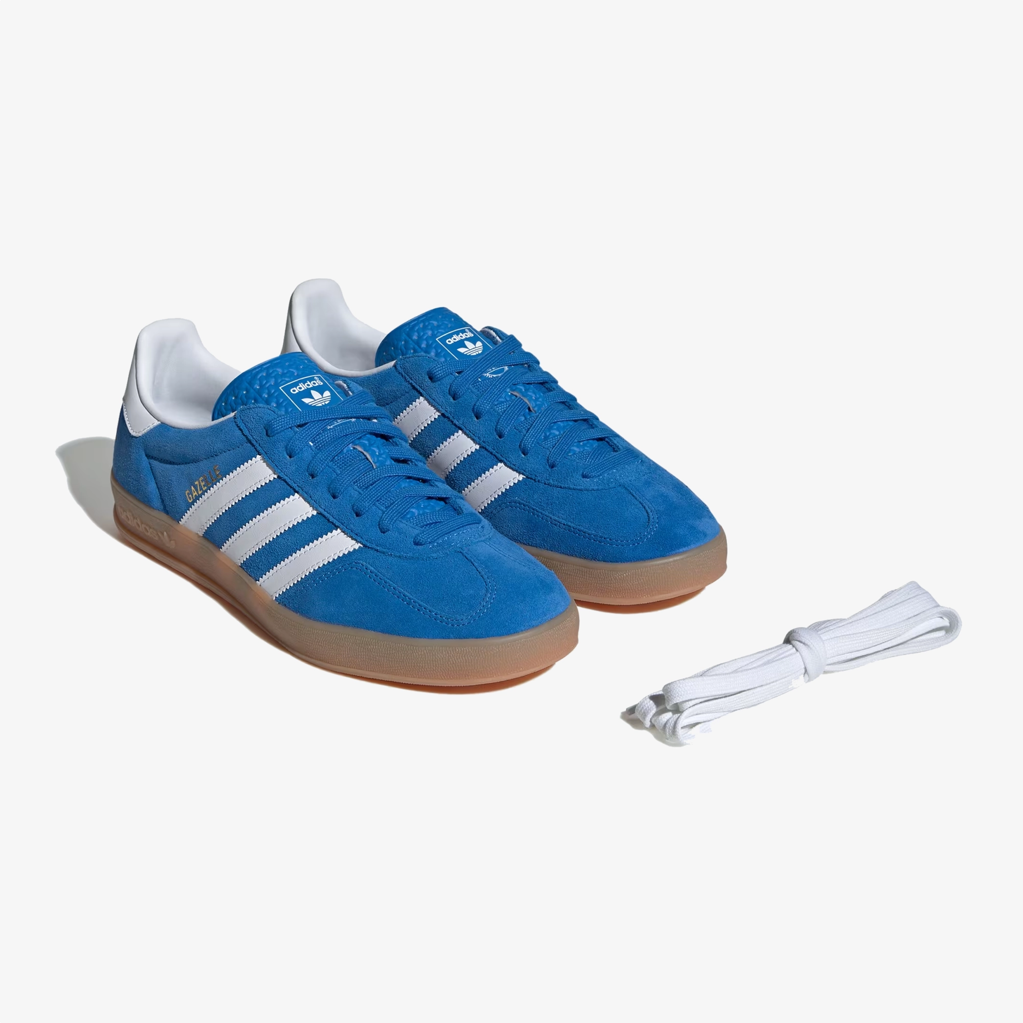 ADIDAS ORIGINALS | GAZELLE INDOOR { BLUE BIRD/CLOUD WHITE/GUM Anti Odor Technology Elastic Sides