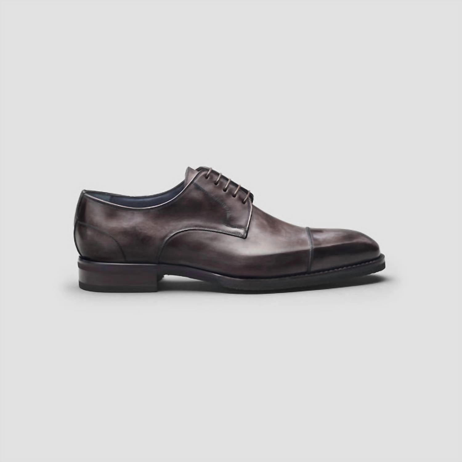 Men's Pesaro Fumo Captoe Oxford Shoes In Deep Grey Cultural Classic Balanced Structure Comfort Seeker