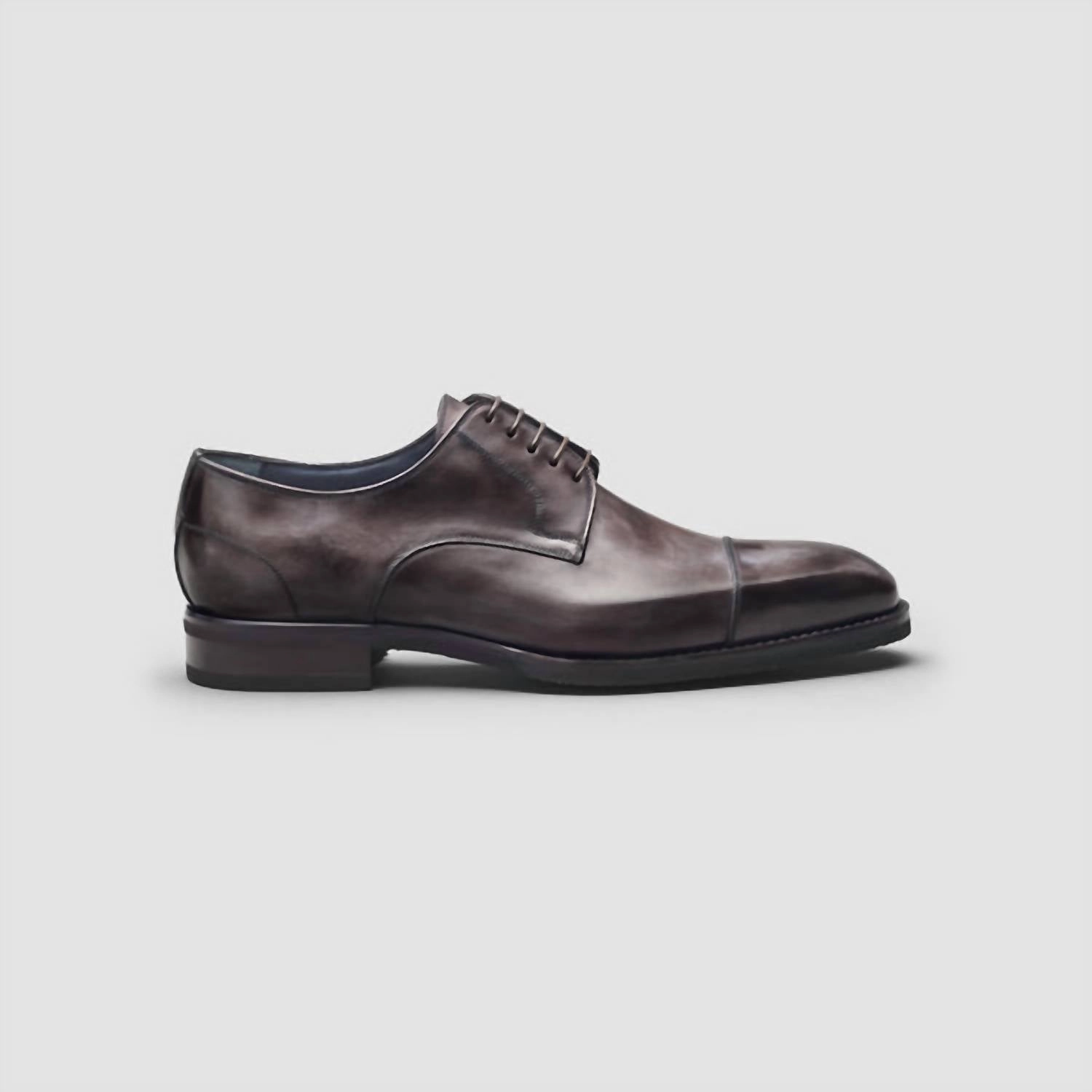 Men's Pesaro Fumo Captoe Oxford Shoes In Deep Grey Sleek Design Busy Commuter