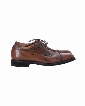 Textured Finish Sharp Dresser Tod's Lace Up Derby Shoes in Brown Leather
