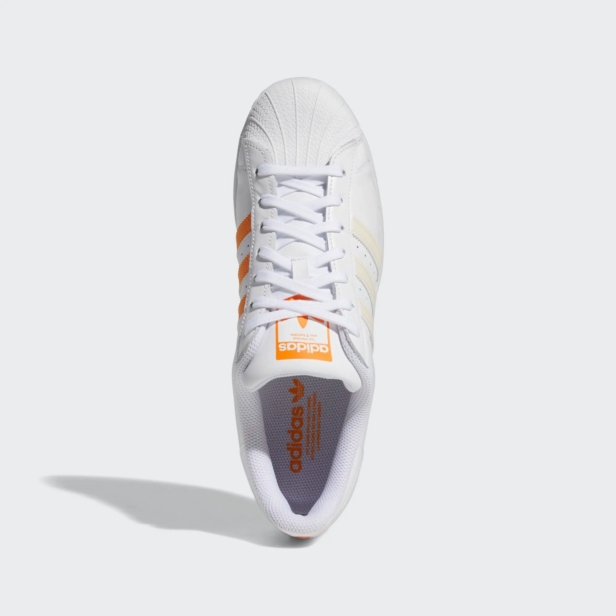 Adidas Men's Superstar Shoes - Cloud White / Ecru Tint / Orange Rush Reflective Detailing