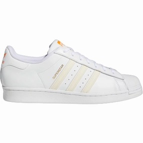 Adidas Men's Superstar Shoes - Cloud White / Ecru Tint / Orange Rush Busy Days Fitness Ready
