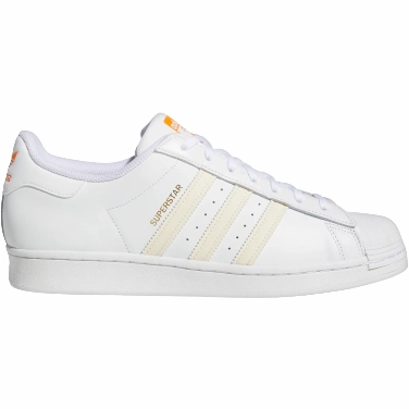 Adidas Men's Superstar Shoes - Cloud White / Ecru Tint / Orange Rush Busy Days Fitness Ready