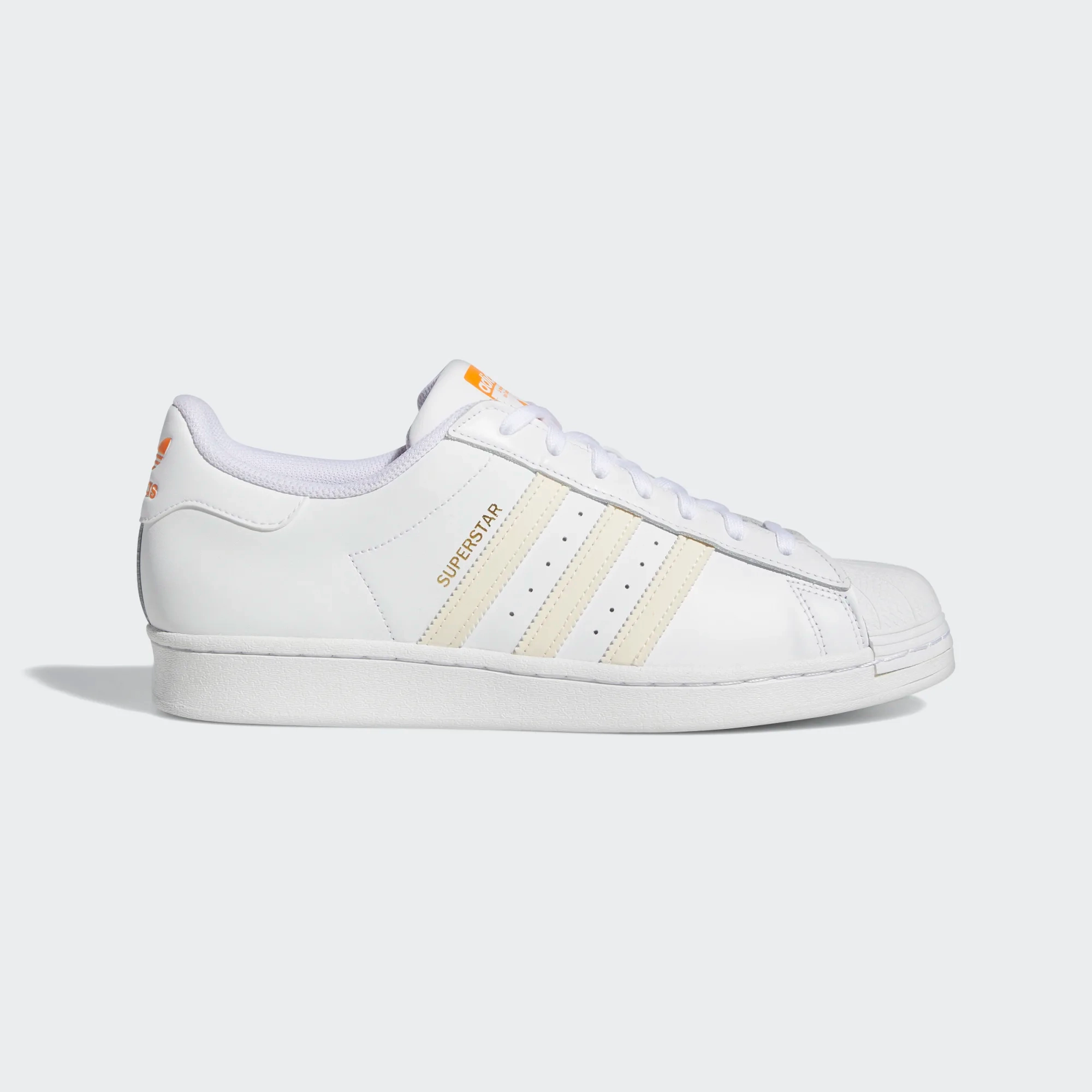 Easy Sport Temperature Regulating Fabrics Adidas Men's Superstar Shoes - Cloud White / Ecru Tint / Orange Rush