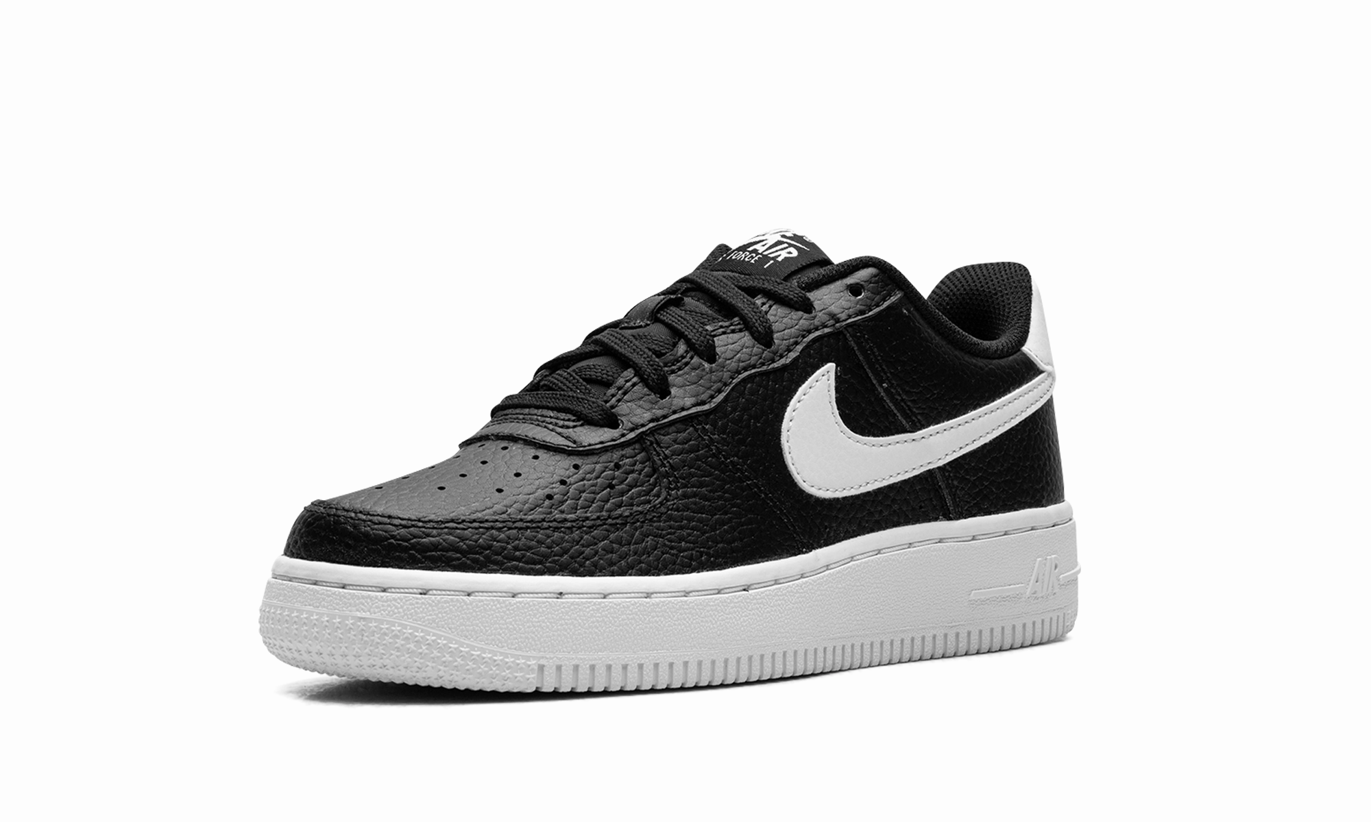 Air Force 1 GS "Black / White" Breathable Vent Holes Metal Pop