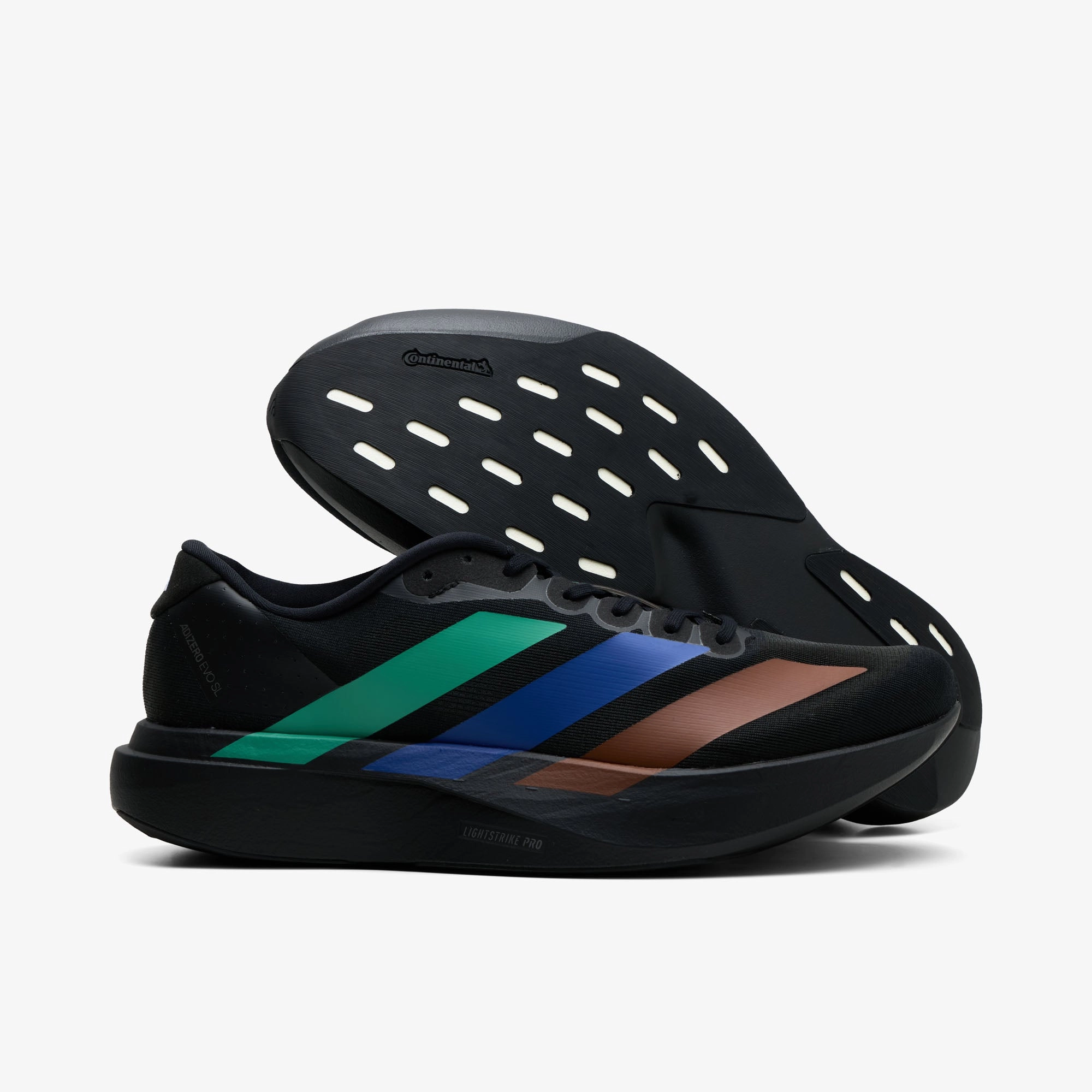 mountain gear running in forests adidas x Pharrell Humanrace Adizero EVO SL Core Black / Semi Court Green - Semi Lucid Blue