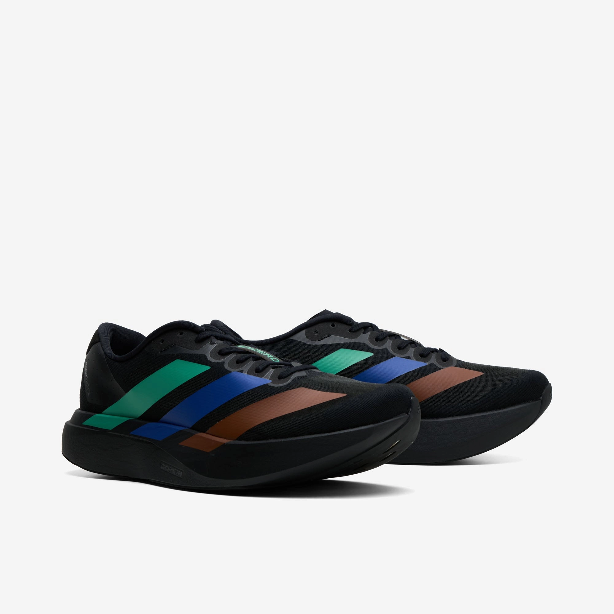 adidas x Pharrell Humanrace Adizero EVO SL Core Black / Semi Court Green - Semi Lucid Blue form - fitting running gear park running shoe setting