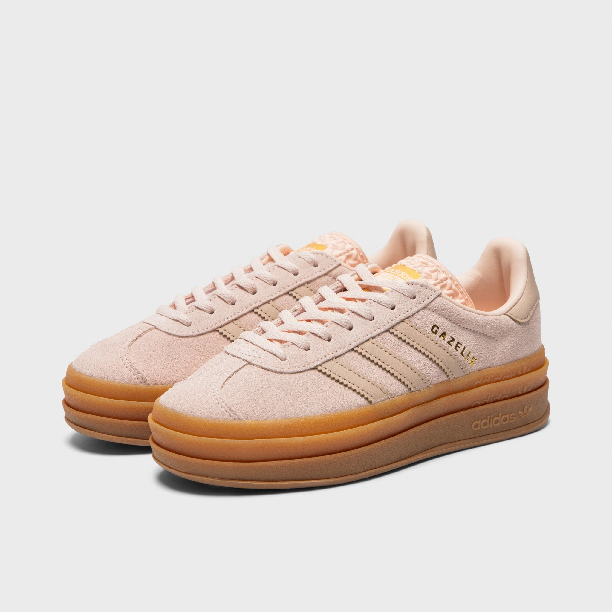 adidas Juniors' Gazelle Bold Wonder Quartz / Wonder Taupe - Gum Vented Heel Panel Rubberized Heel Guard