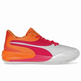 Cushioned Heel Cradle EVA foam Puma Men's Dunkin Donuts Iced Coffee Day Shoes - White / Pink Glow / Orange