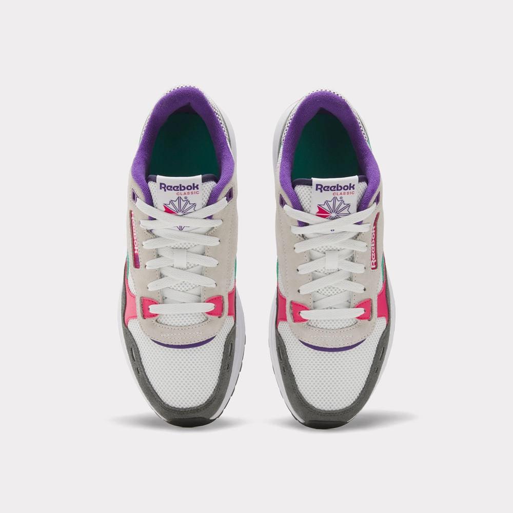 Collapsible Heel Design Reebok Men's Classic Leather Shoes - Black / White / Pink