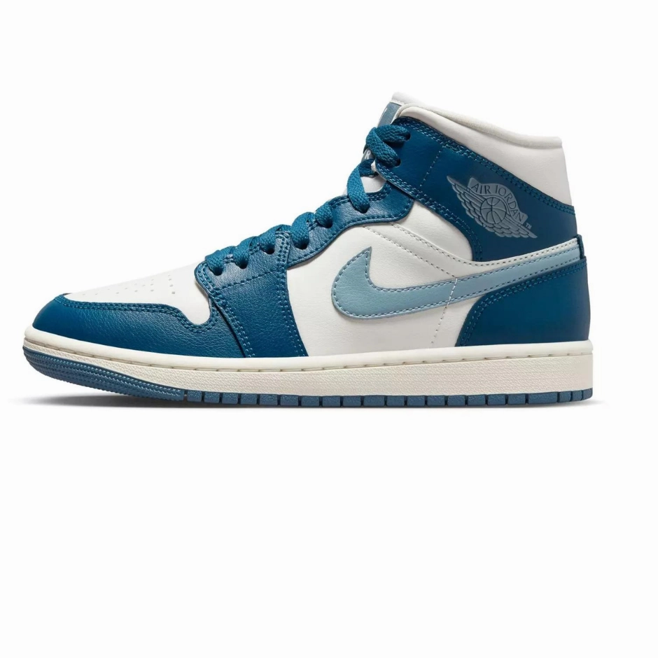 Nike Men's Air Jordan 1 Mid Shoes - French Blue / Sail / Ozone Blue Retro-inspired cushioning