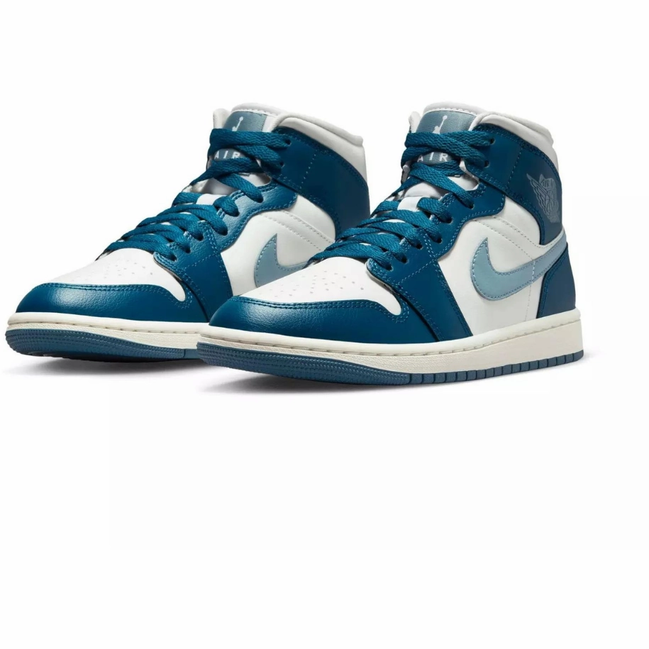 Shock Dissipating Nike Men's Air Jordan 1 Mid Shoes - French Blue / Sail / Ozone Blue